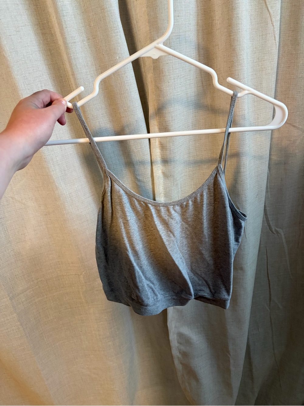 Basic Spaghetti Strap Crop Top - Gray